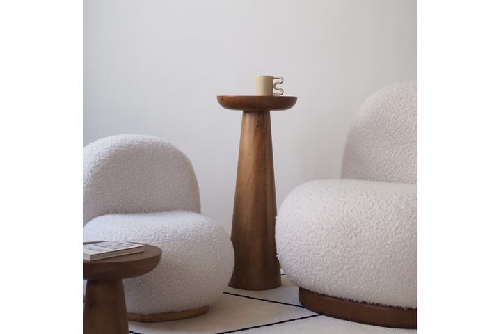 Mushroom Side Table, 50 cm, Walnut