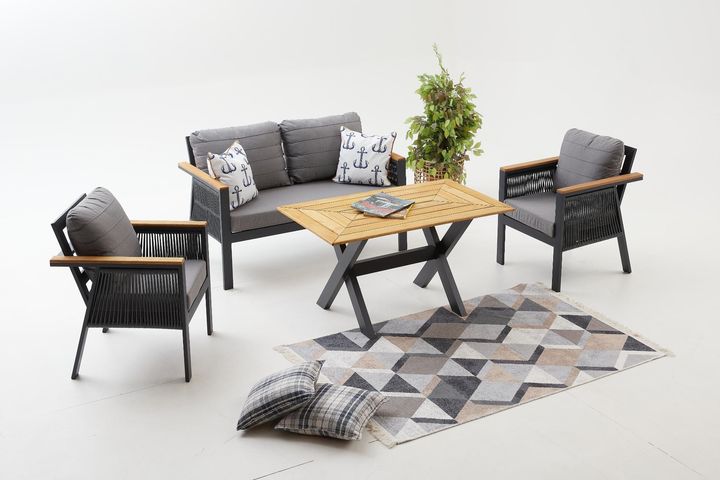 Capella Dubbele Tuinloungeset, Antraciet