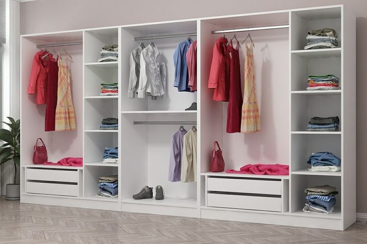 Medway Kledingkast met 8 Deuren en 4 Lades, Wit