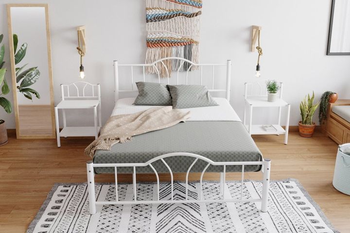 Bella Metalen Bedframe, 180x200 cm, Wit