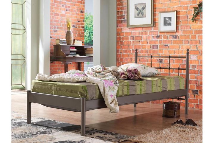Lalas-S Metalen Bedframe, 90x200 cm, Bruin