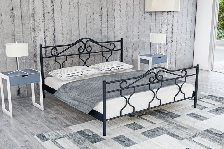 Gold Metalen Bedframe, 150x200 cm, Zwart