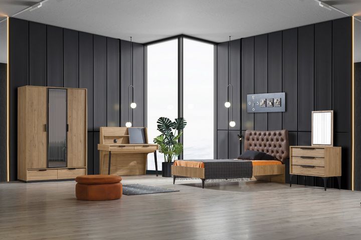 Colosseum Kledingkast met 3 Deuren, Notenhout