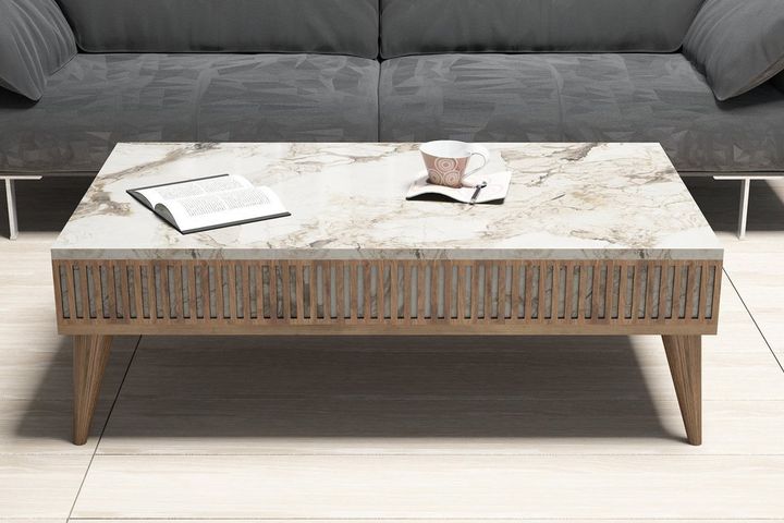Milan Marble Design Coffee Table, White