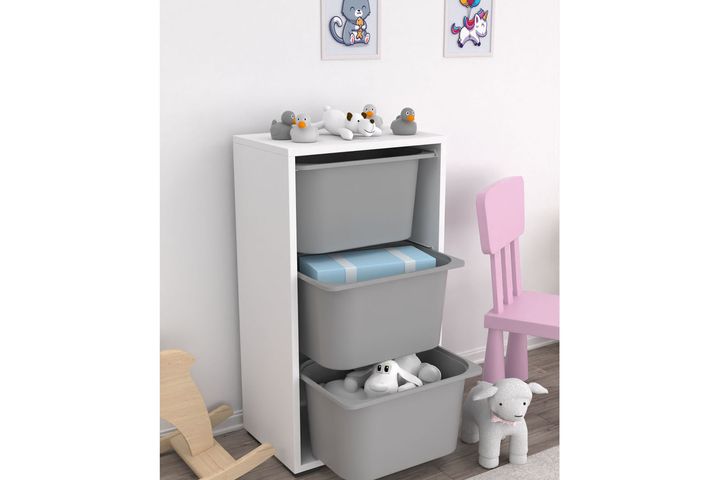 Tobias 3-Tier Children's Toy Storage, Grey