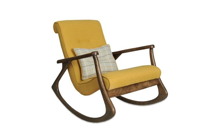 Asien Schommelstoel, Asgrauw, Geel en Walnoot