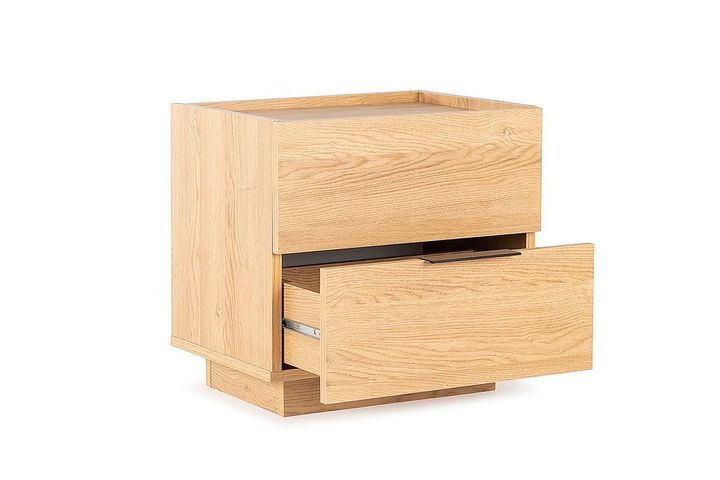 Luke 2 Drawer Bedside Table, Oak