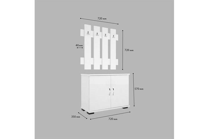 Traun Hanger en Schoenenkast, Wit