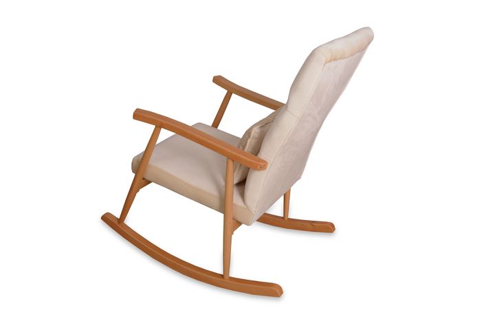 Asedia Trend Schommelstoel Gestoffeerd, Creme & Natuurlijke Kleur