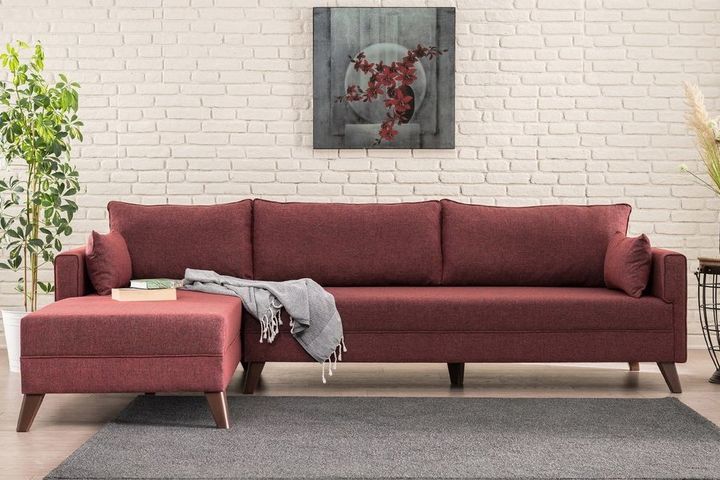 Bella Soft Mini Hoekbank Links, Wijnrood