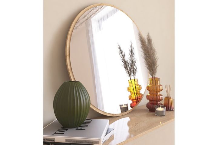 Mone Decoratieve Ronde Spiegel, Natuurlijke Kleur