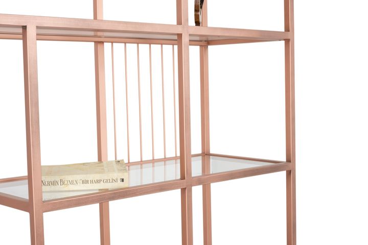 Lola Bookcase, 180 cm, Rose Gold