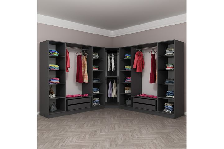 Minar Kale Kledingkast, 9 Gerookt, Met Deuren, Antraciet