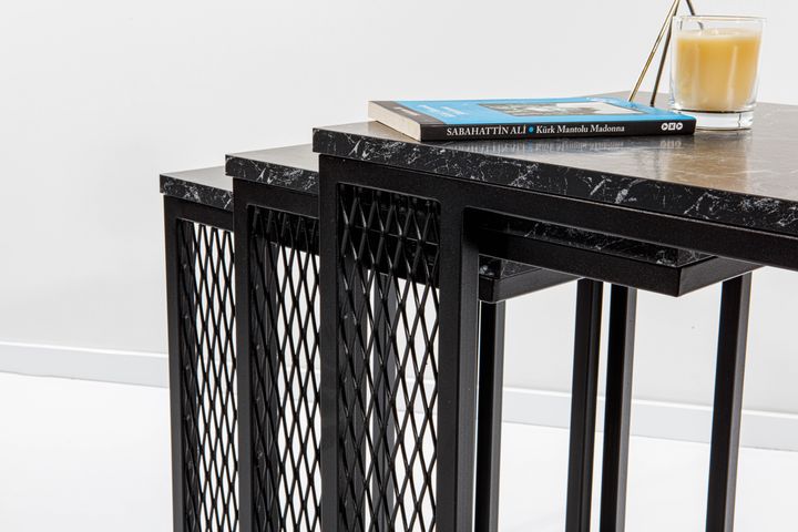 Valencia Bijzettafel Set, 3-Dlg, Marmer Patroon