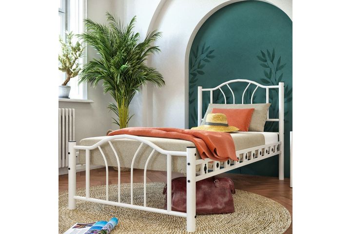 Bella Metalen Bedframe, 100x200 cm, Wit