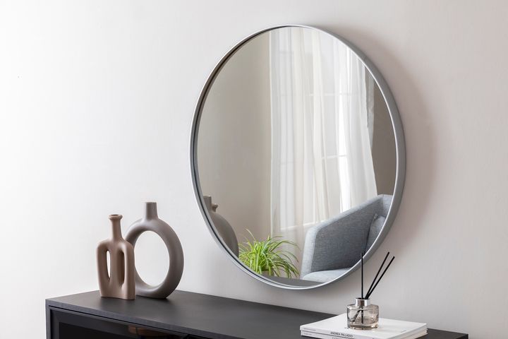 Otto Austyn Ronde Spiegel, 60 cm, Zilver