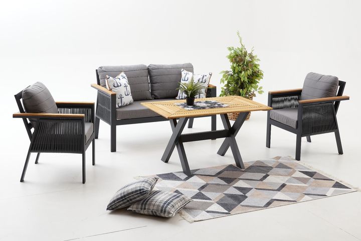 Capella Dubbele Tuinloungeset, Antraciet