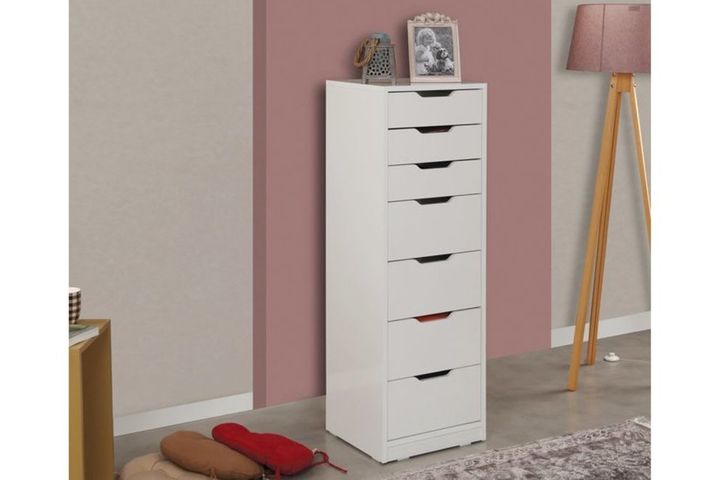 Flow Hoge Ladekast met 7 Lades, Hoogglans Wit