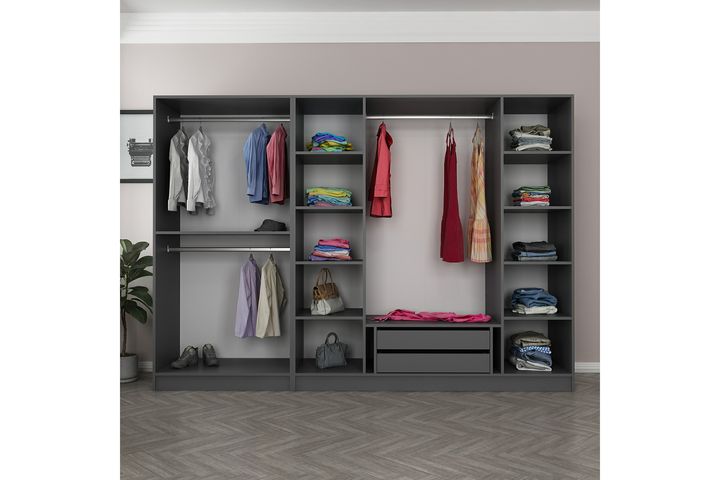 Medway Tideway Kledingkast met 6 Deuren en 2 Lades, 190 cm, Antraciet