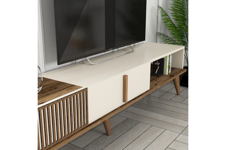 Milan TV Unit, 180 cm, Walnut & Cream