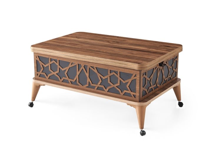 Zerenland 511 Salontafel Op Wielen, Antraciet Noten