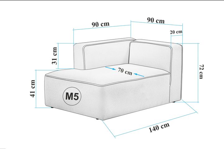 Ande Daybed Module Links, 140 Cm
