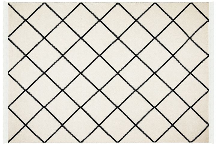 Anna Diamond Shaggy Rug, 133 x 190, Ecru & Black