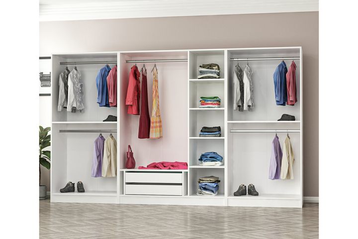 Medway Tideway Kledingkast met 7 Vakken en 2 Lades, 210 cm, Wit