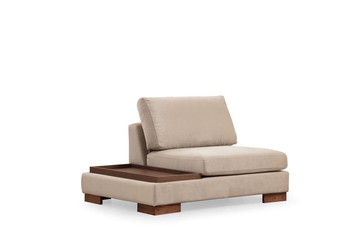 Tulip Modulaire Hoek, enkele Module met Linker Tafel, Ecru