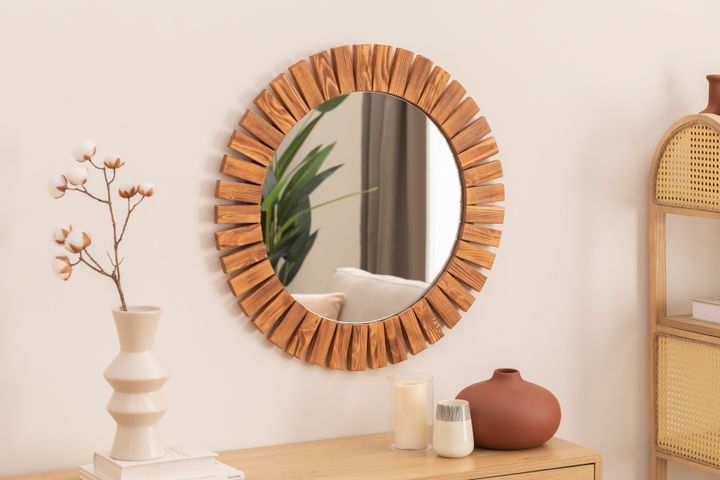 Wood Ronde Houten Wandspiegel, 50 cm