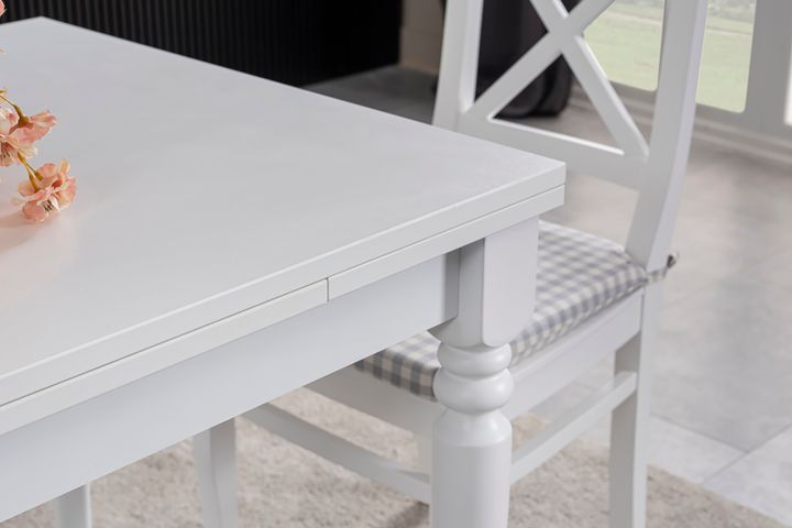 White Eettafelset, 70x80 cm, Grijs