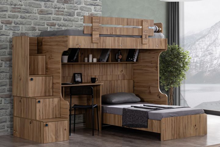 Viva Stapelbed met Bureau, 90x190 cm