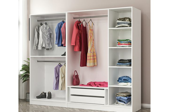 Medway Tideway Kledingkast met 5 Deuren en 2 Lades, 190 cm, Wit en Zwart