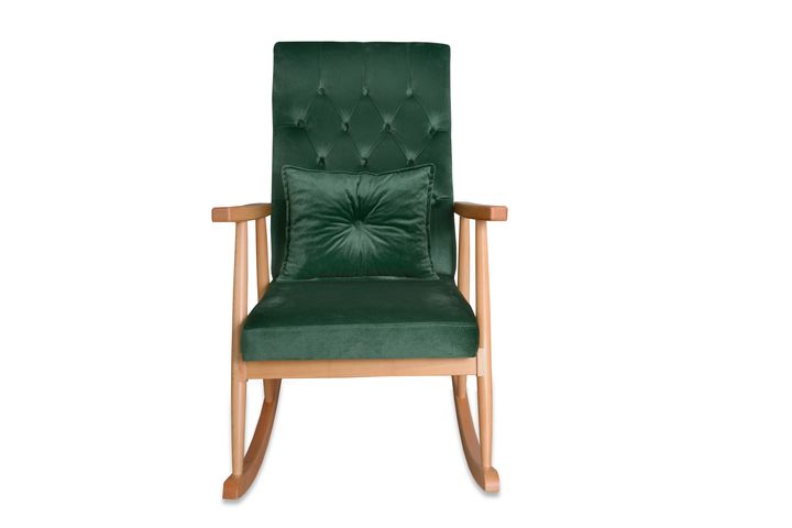 Asedia Trend Schommelstoel Gestoffeerd, Groene & Natuurlijke Kleur