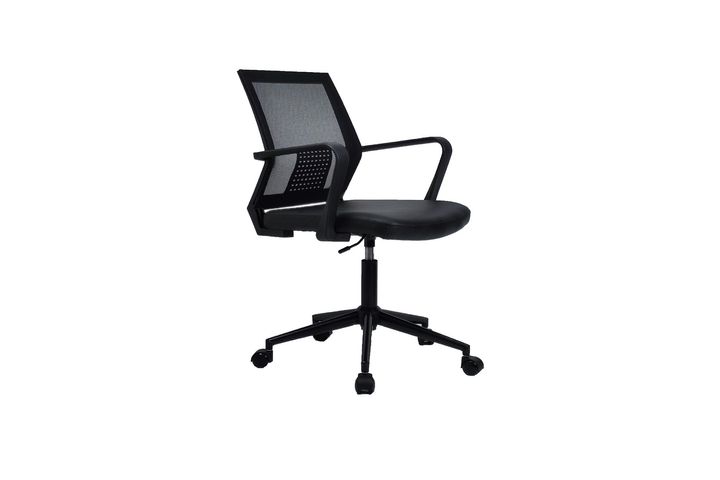 Sancak Office Mesh Lederen Bekleding Bureaustoel Met Metalen Poten, Zwart