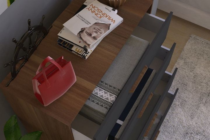 Almina Chest of Drawers, Grey & Walnut