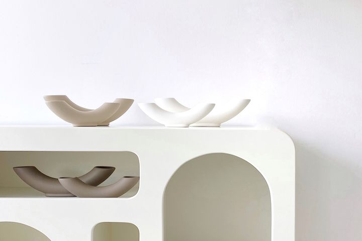 Horn Ceramic Vase Set, White