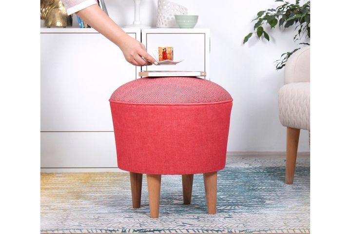 Sandy Poef met Houten Poten, Rood