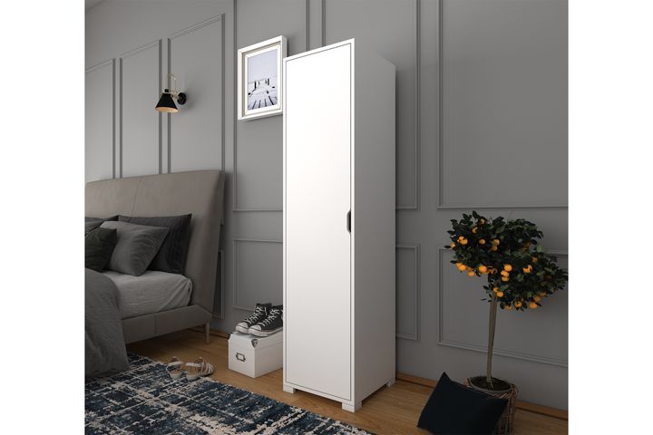 Manorala Kledingkast met 1 Deur en 5 Rekken, Wit