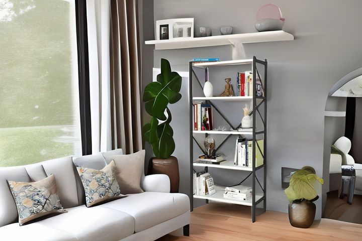 Bofigo Dekoratives Bücherregal mit 5 Regalen aus Metall, Weiß