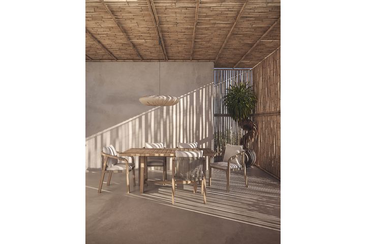 Monte Carlo Houten Tuinset, 6 Zits, Creme