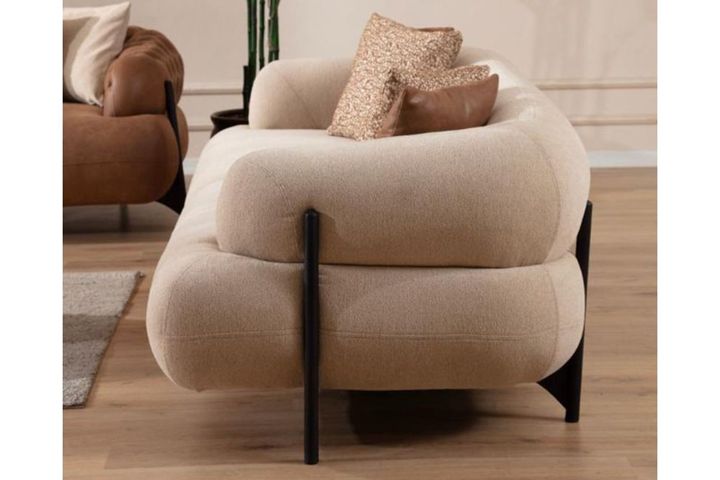 Ares 3-Zitsbank, Creme (Kleurkeuze Stof In Showroom)