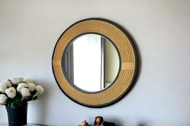 Wood Ronde Wandspiegel, 77 cm, Zwart