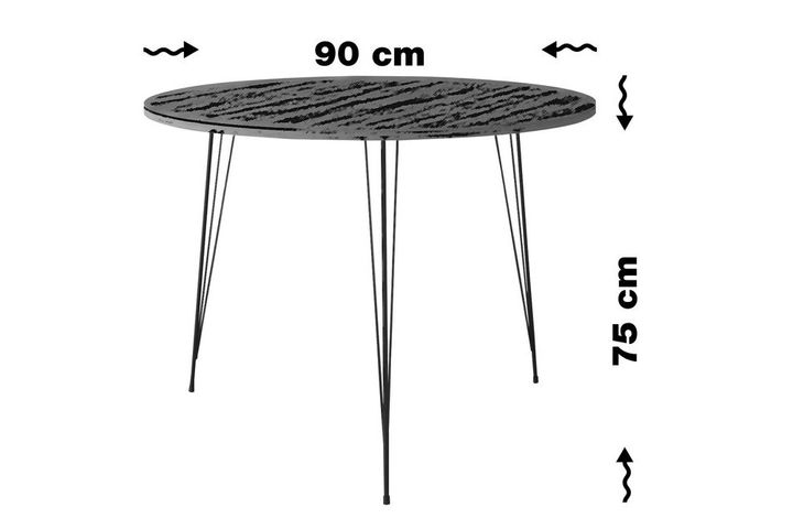 Sandalf Ronde Tafel met Metalen Poten, 90x90 cm, Eik