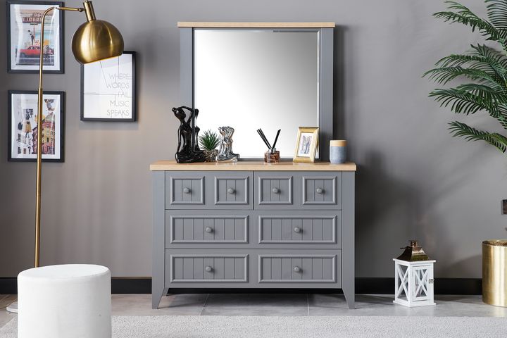 Lora Ladekast met Spiegel, Grijs