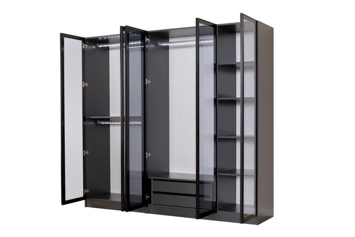 Panna Kledingkast met 5 Deuren, Antraciet