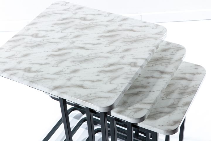 Mono C Bijzettafel, 3 Dlg, Antraciet, Wit Marmer