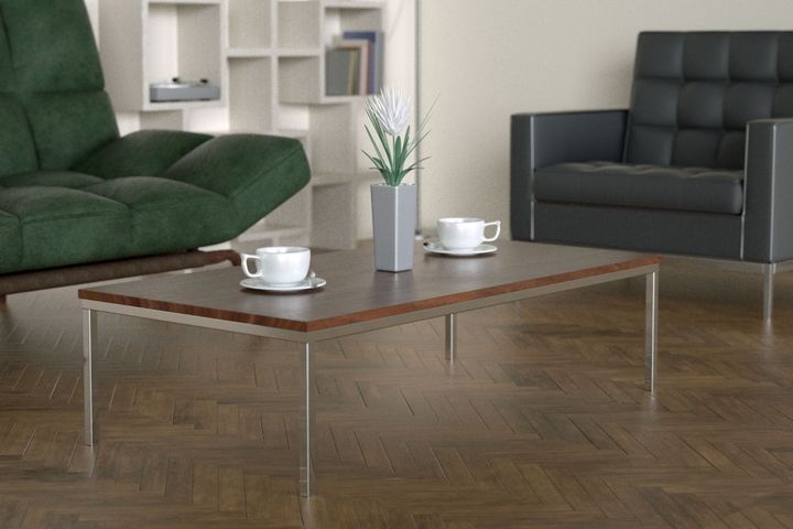 Shiny Coffee Table, Walnut & Silver