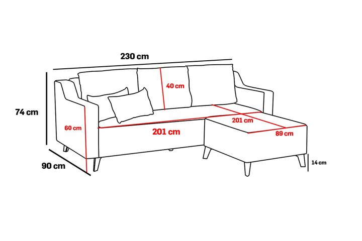 Natur Hoekbank, Antraciet