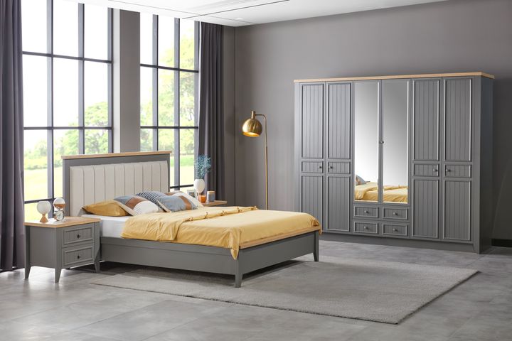 Lora Ladekast met Spiegel, Grijs